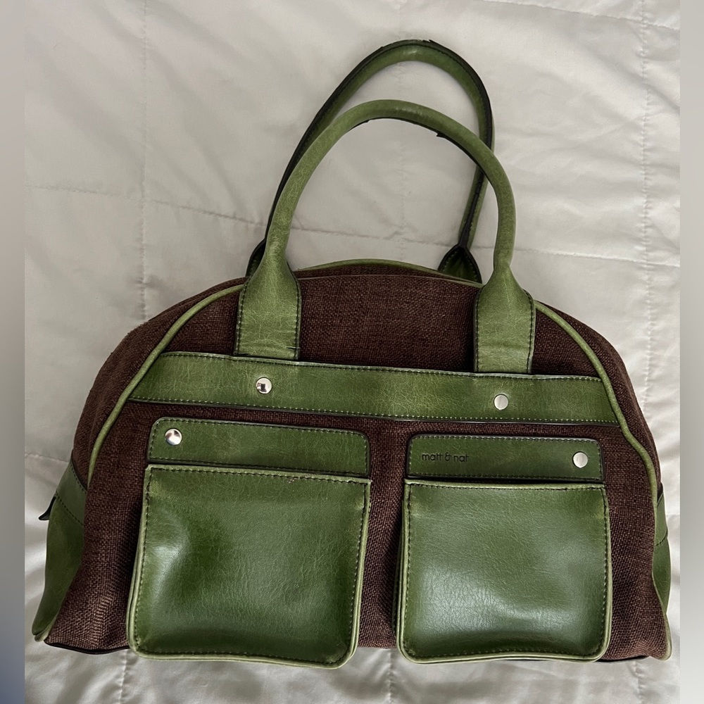 Matt & Nat Green Brown Faux Leather Handbag